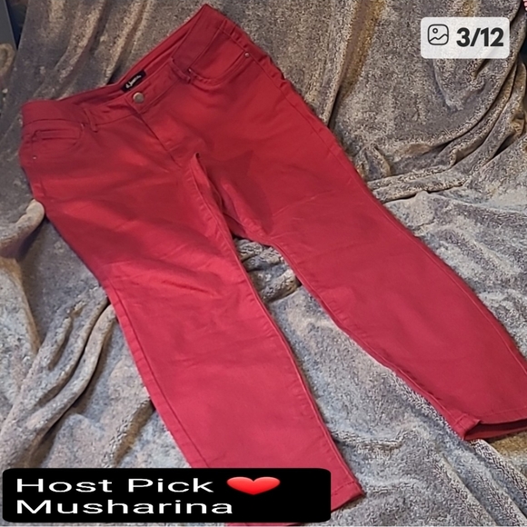WAS $45. JEANS High Waist Skinny Ankle Denim Stretch Jeans Raspberry - Picture 1 of 13